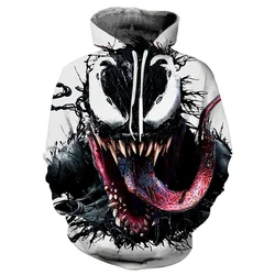 New Men's Hoodie 3D Printed with Marvel Venom Pattern for Autumn and Winter, Fashionable Street Hip-hop Casual Men's Hoodie