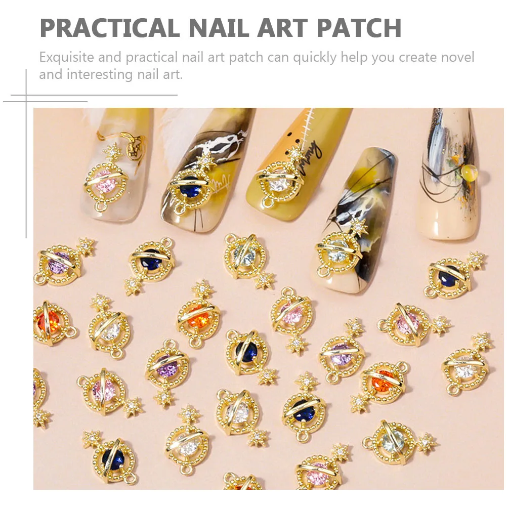 

6Pcs Zircon Planet Nail Art Decoration Durable Premium DIY Manicure Accessories Chic Nail Embellishments Nails