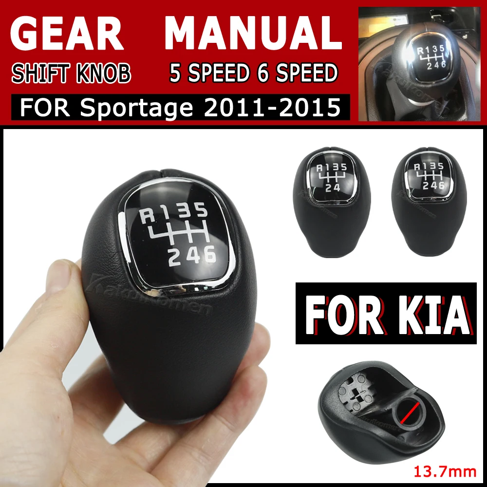

5 6 Speed Leather Gear Knob Shift Lever Shifter Handball For KIA Sportage 2011-2015 For Rio 3 5 VELOSTER 2013 2014 2015