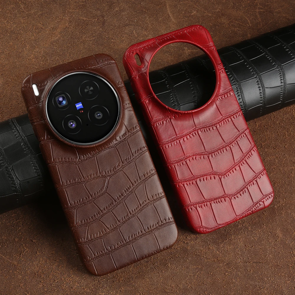 

Premium Crocodile Leather Case For Vivo X300 Pro X300S X300 FE X200 Ultra S30 Pro Mini X200S X100S Phone Case Back Cover Coque