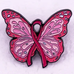 Breast Cancer Awareness Butterfly Badge Pink Ribbon Enamel Pin Brooch Jewelry Backpack Decorate