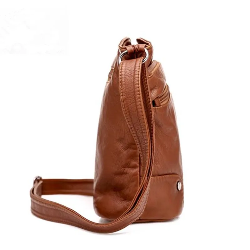 Vintage Soft leather Messenger Bag, retro multiple pocket Shoulder Bag, Fashion Women\'s Crossbody Bag & Purse