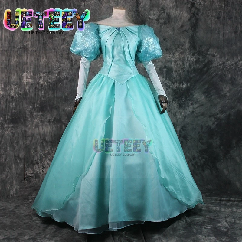 

UETEEY COS Косплей Костюм принцессы Ариэль на Хэллоуин нарядное платье Русалка женское модное платье с блестками на шнуровке вечерние бальное платье