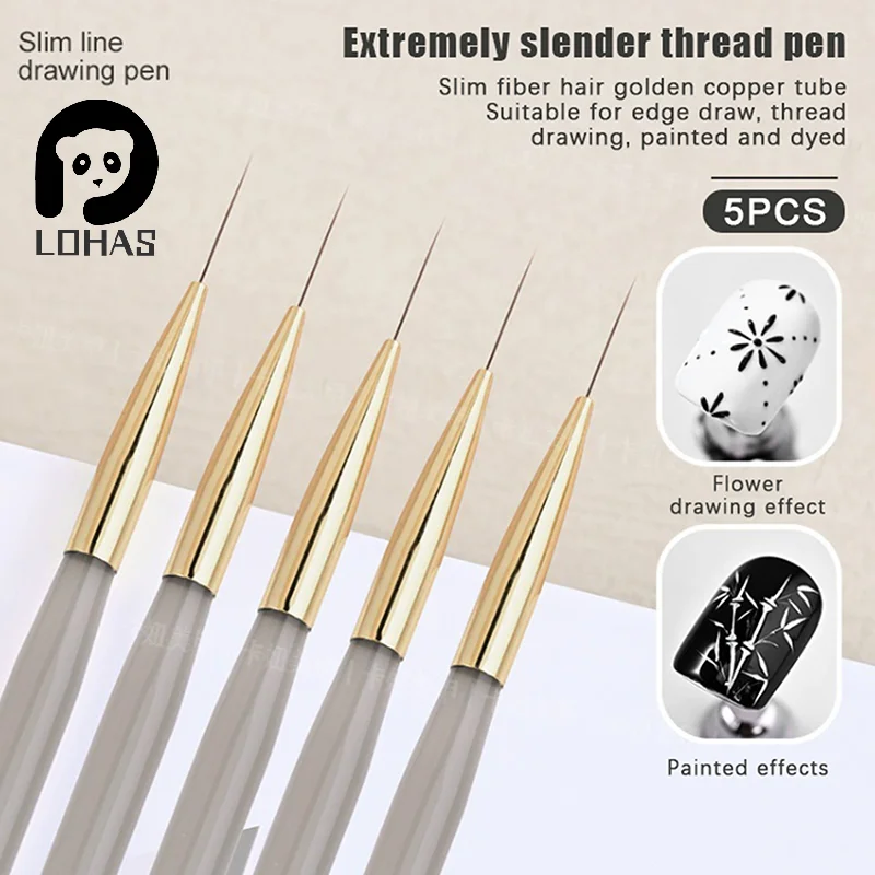 5 個のアクリルネイルアートブラシマニキュアジェル用ホワイトハンドル描画ドットストライプパターン DIY クリエイティブクラフトネイルアートペン