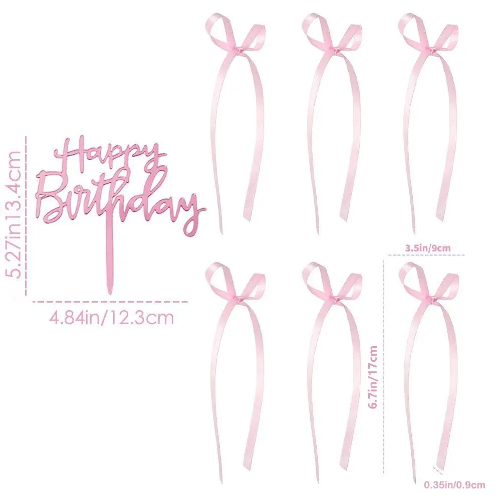 7 PCS 2025 Acrylic Letter Cake Decorating Funny Multipurpose Ribbion Cake Topper Polyester Black Bows