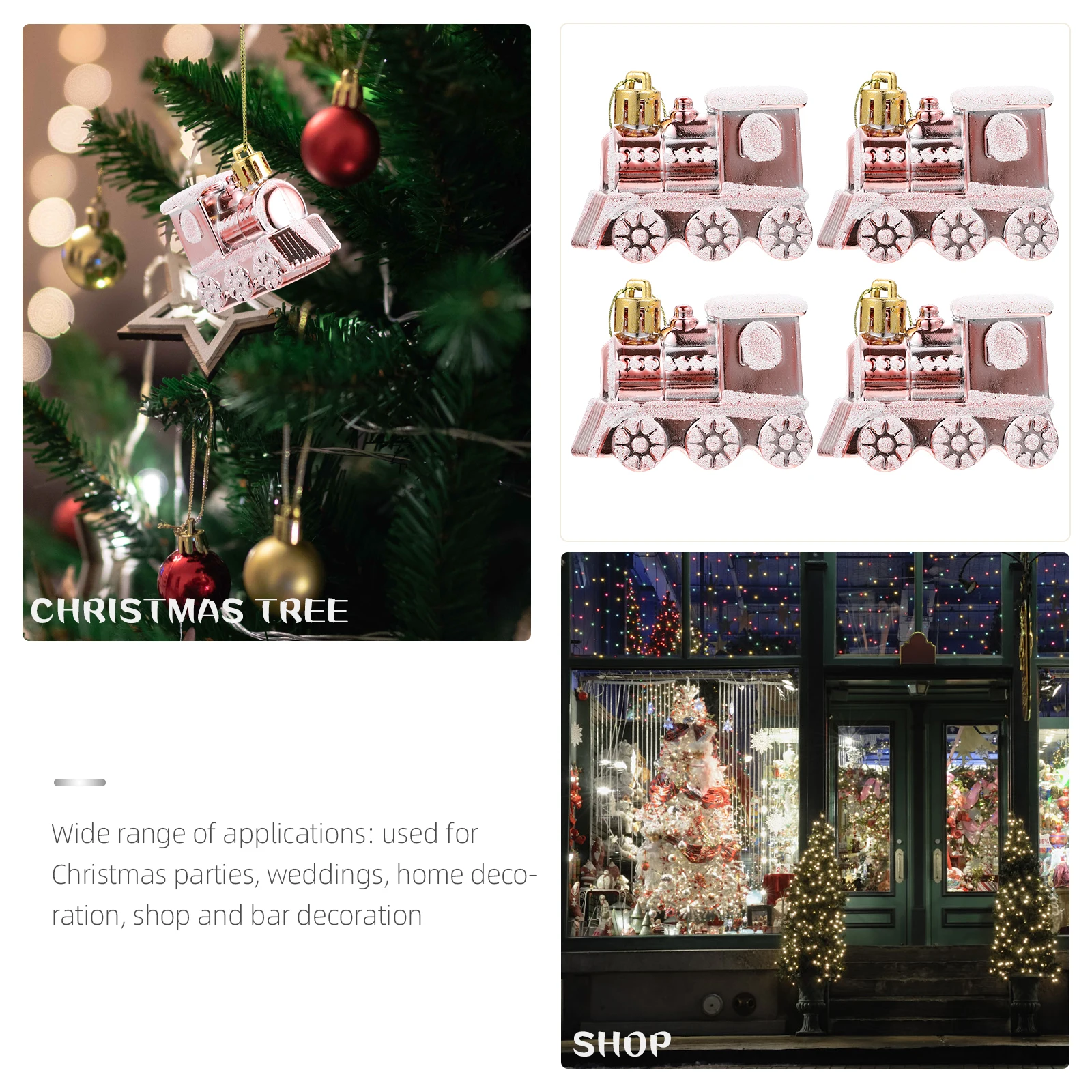 

4 Pcs Car Accessories Ornaments for Kids Train Pendants Tree Decoration Small Transportation Rose Gold