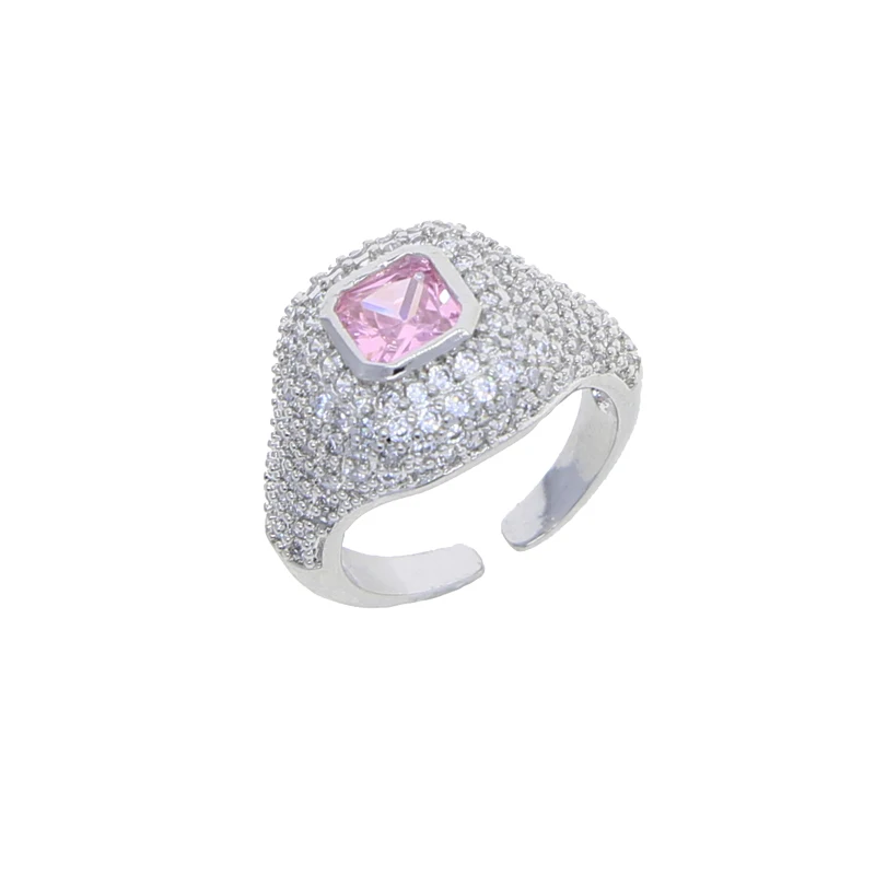 Micro Pave 5A CZ Iced Out Bling Geometric Pinky Ring for rings for Special Women