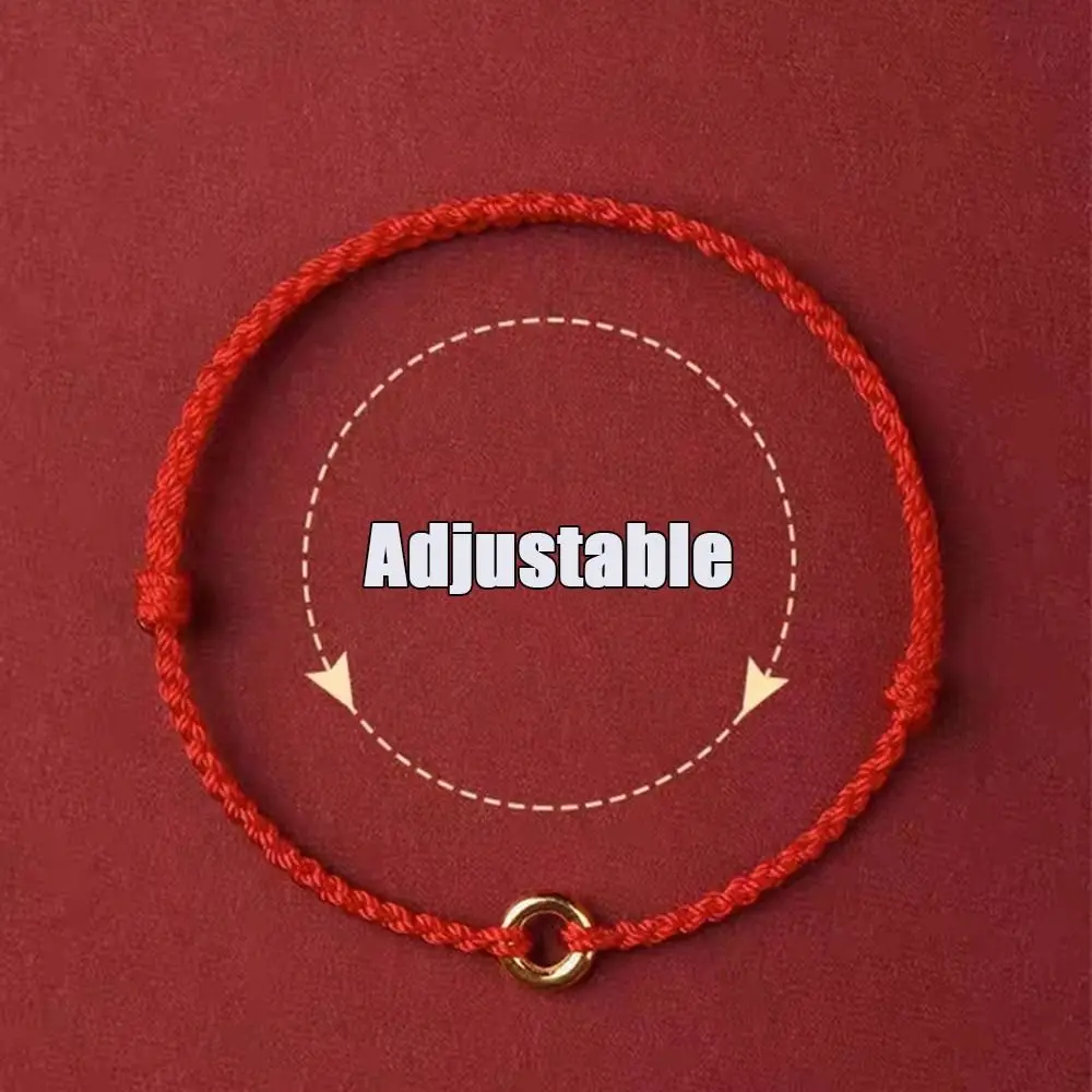 Handmade Ping Buckle Red Rope Charm Chinese Zodiac Year Hand Braided Rope Friendship Charms Bangles Anklet for Friend Lovers - Image 5