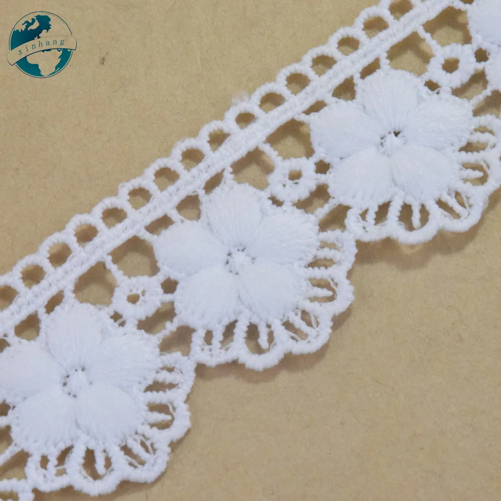 3cm White Polyester Lace Embroidery French Ribbon Fabric Guipure Diy Trims Warp Knitting Sewing Accessories Doll Dress#4343