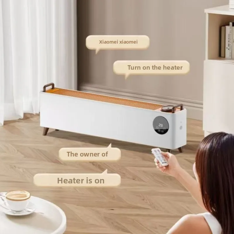 Grzejnik listwowy z grafenem, inteligentny elektryczny grzejnik z sterowaniem głosowym, szybkie nagrzewanie, moc 2200W, timer, oszczędność energii