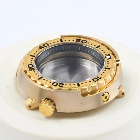 Klockboett Aluminiumbrons Super Luminous Tuna Can Safirglas Dykarklockboett passar Seiko för NH35/NH36 automatiskt urverk 10 best sales Seiko Tuna klockboett - №6