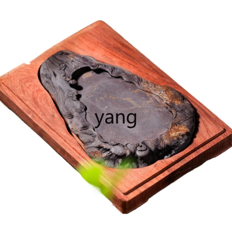 

LTT Study Four Treasures Brush Calligraphy Chinese Painting Ingot Blue and White Rough Stone Laokeng Duan Inkstone Gift Box