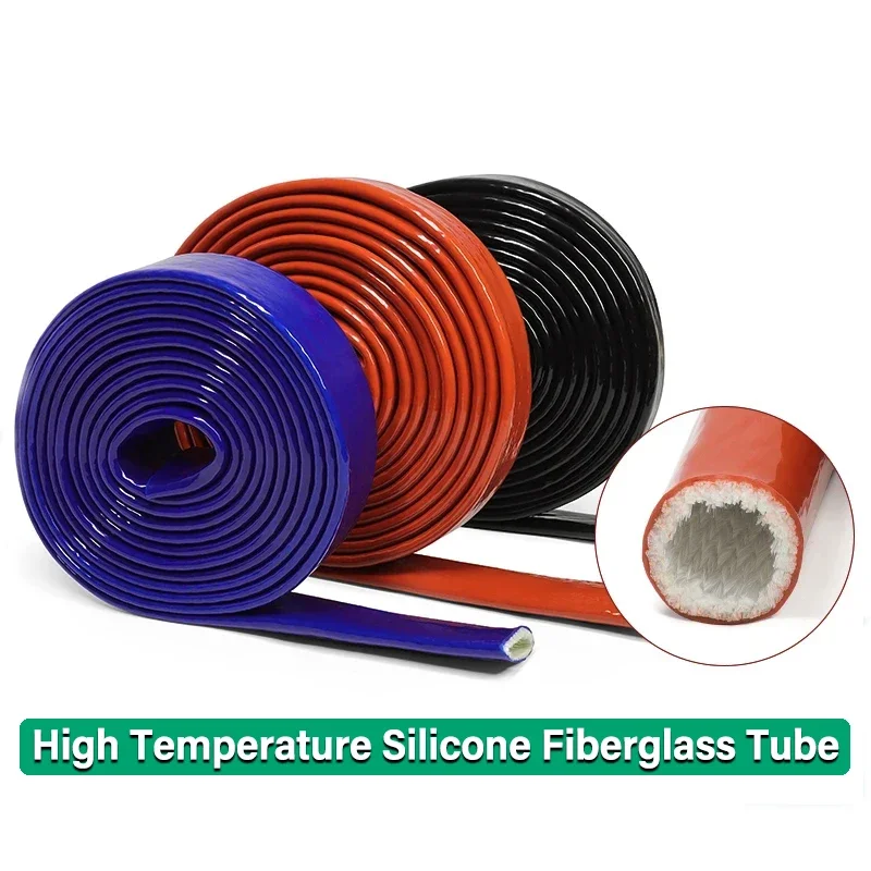 

Green Product1m Silicone Fiberglass Tube Coated Glass Fiber Braided Fireproof Sleeve Fire Retardant Case High Temperature Cable