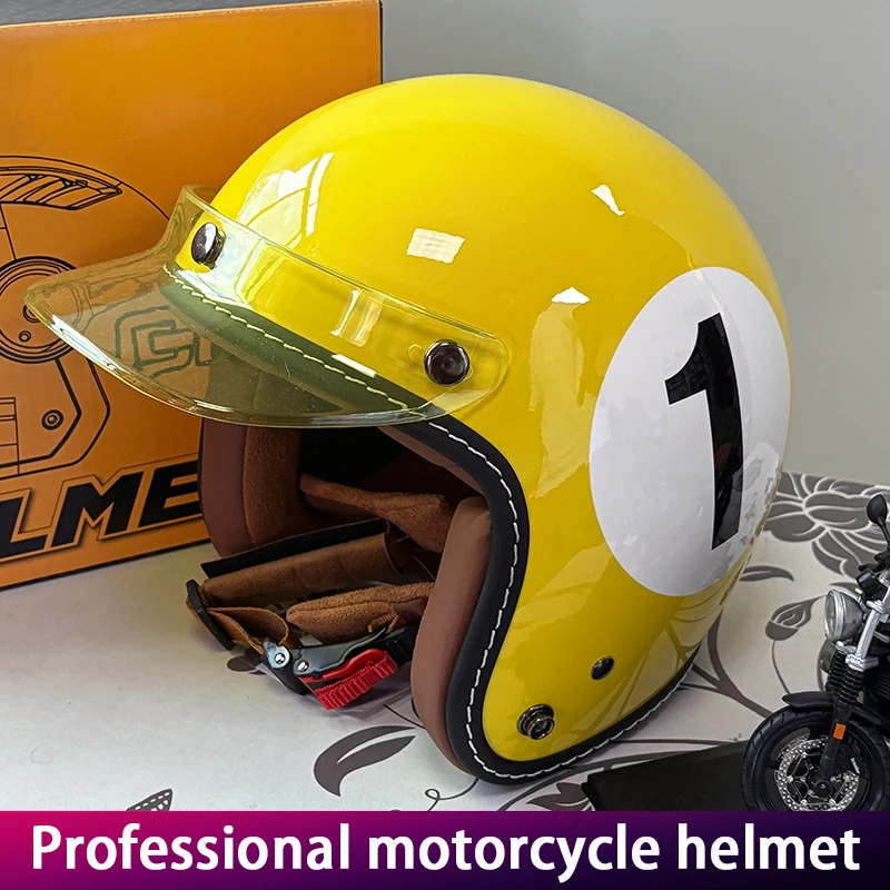 

Retro Small Dock Helmet Electric Vehicle Cap Ladies Motorcycle Three-Quarter Helmet Vintage Headgear for Women