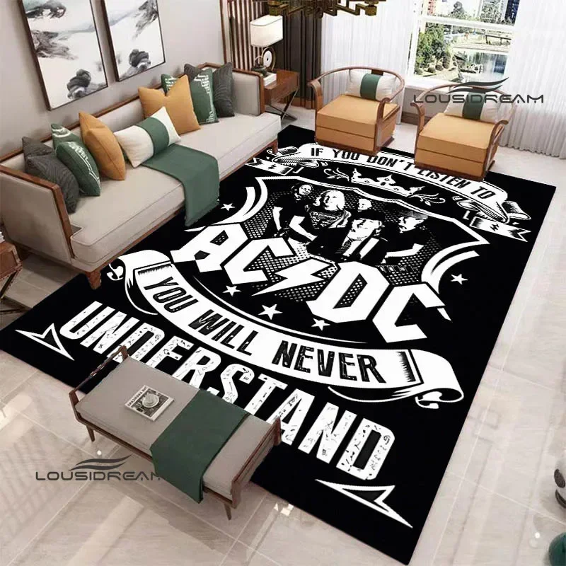 3D AC/DC Rock band Retro Printed carpet living room bedroom carpet non-slip door mat photography props area rug birthday gift