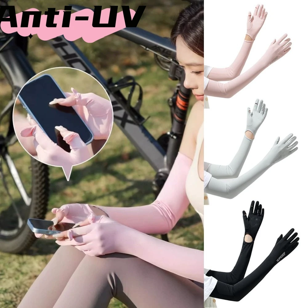 Summer Sunscreen Cycling Sleeve Breathable Protective Sleeves For Women Sun UPF50+ Outdoor Riding Driving Arm Cover Touch Screen