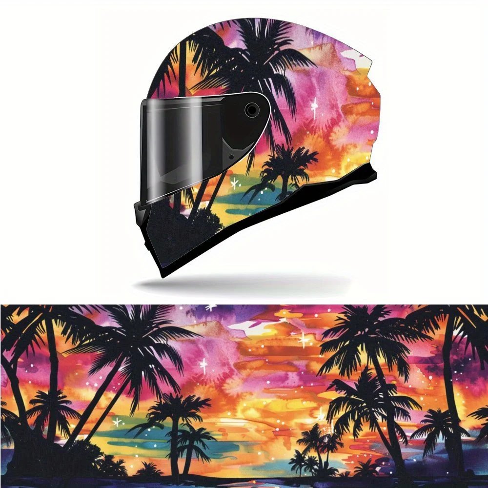 

Живая тропическая пальма закат аура анфас виниловый мотоциклетный шлем декоративная наклейка водостойкая самоклеящаяся подарок для мотоцикла
