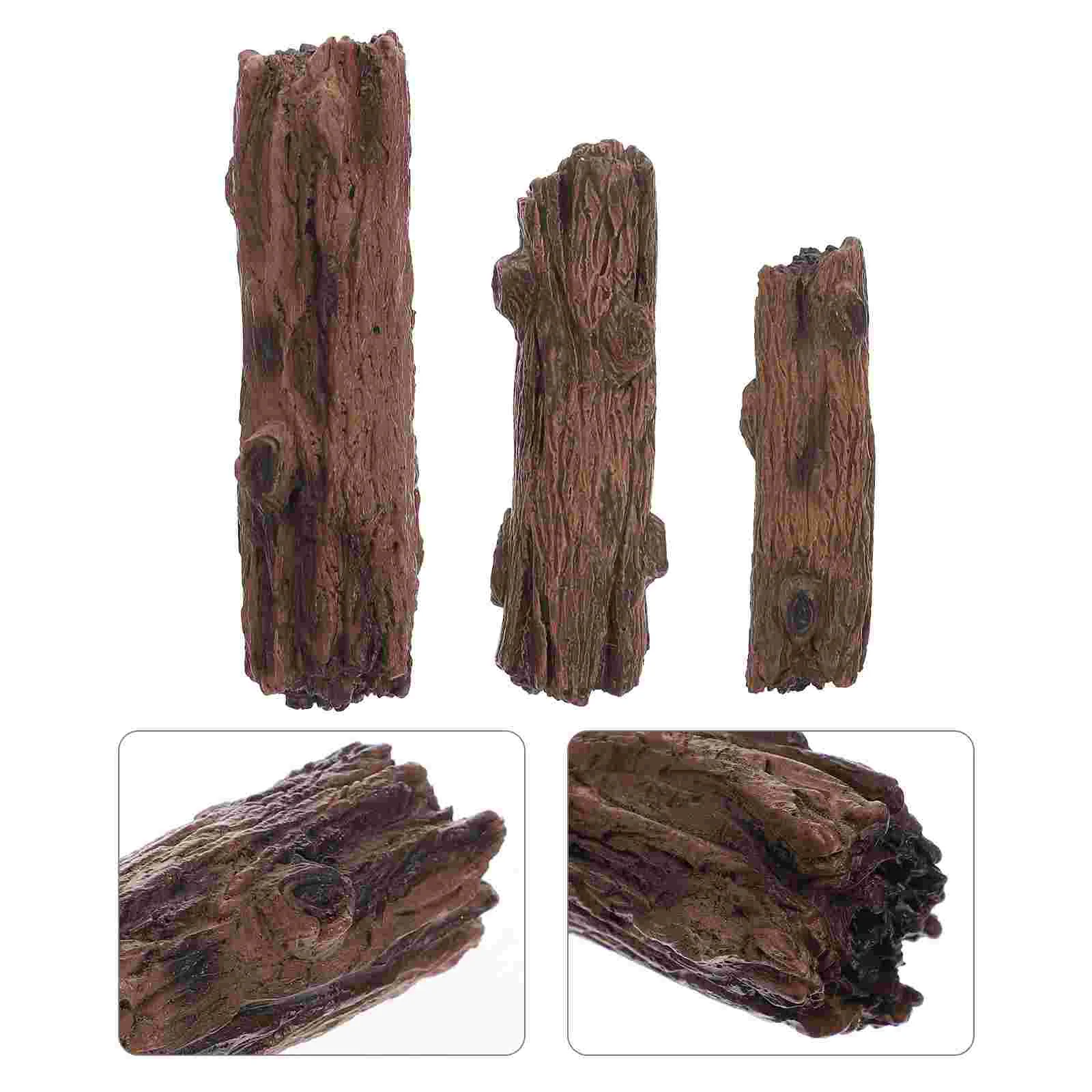 

3 Pcs Crafts Tree Stump Wood Ornaments Child Succulent Planters House Pvc Stumps Decor