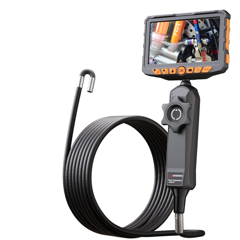 5Inch Screen 2MP 1080P 6MM Two Way Articulate Steering Endoscope CMOS Borescope Inspection Digital Microscope Camera Otoscope
