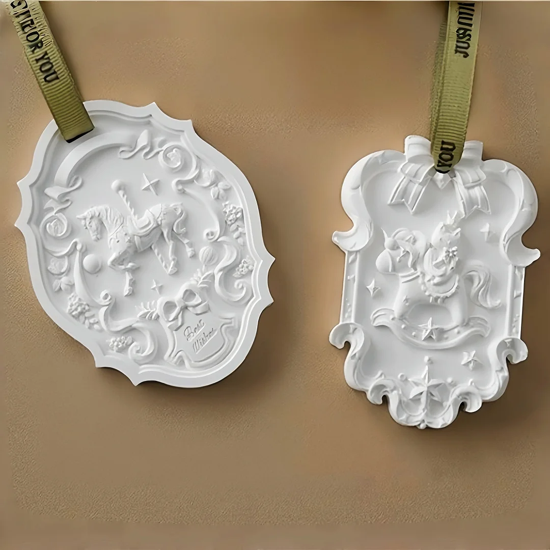 Two Carousel Pendant Aromatherapy Gypsum Silicone Molds DIY Hanging Decor Epoxy Resin Plaster Craft Mould Valentine's Day Gift