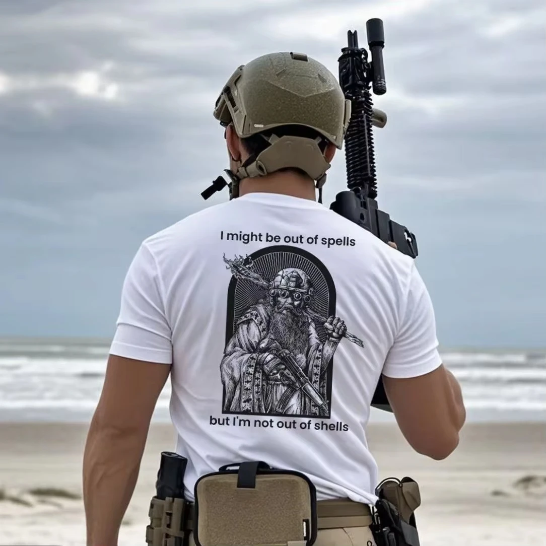 2026 New Tactical Wizard Back Print Graphic T Shirt Unisex Oversized Streetwear Vintage Engraving Short Sleeve Tee Tops