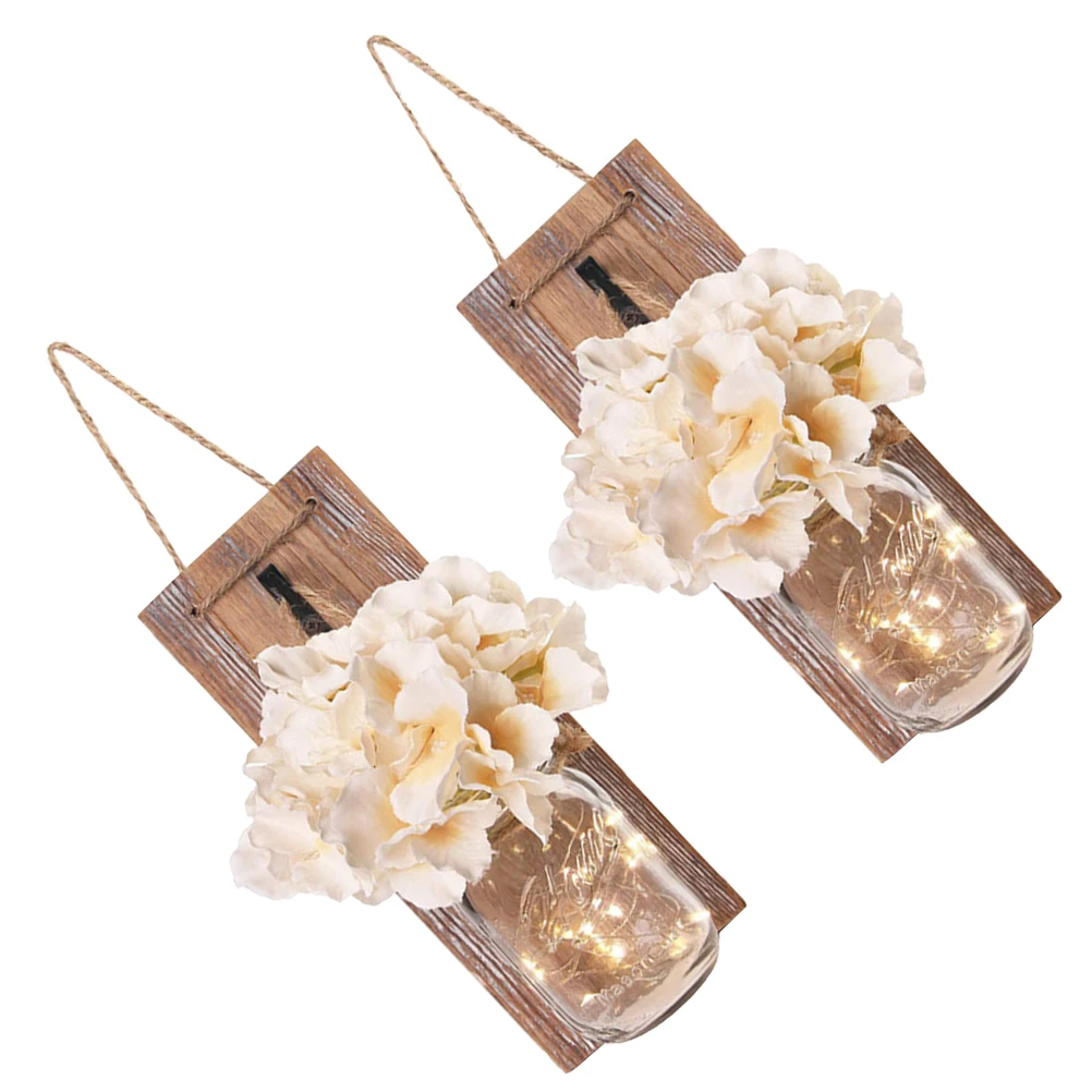 

Retro Wall Lamp Decorative C Holder Wood Panel Lights Home Wedding nament Hanging Decoration Christmas Atmosphere