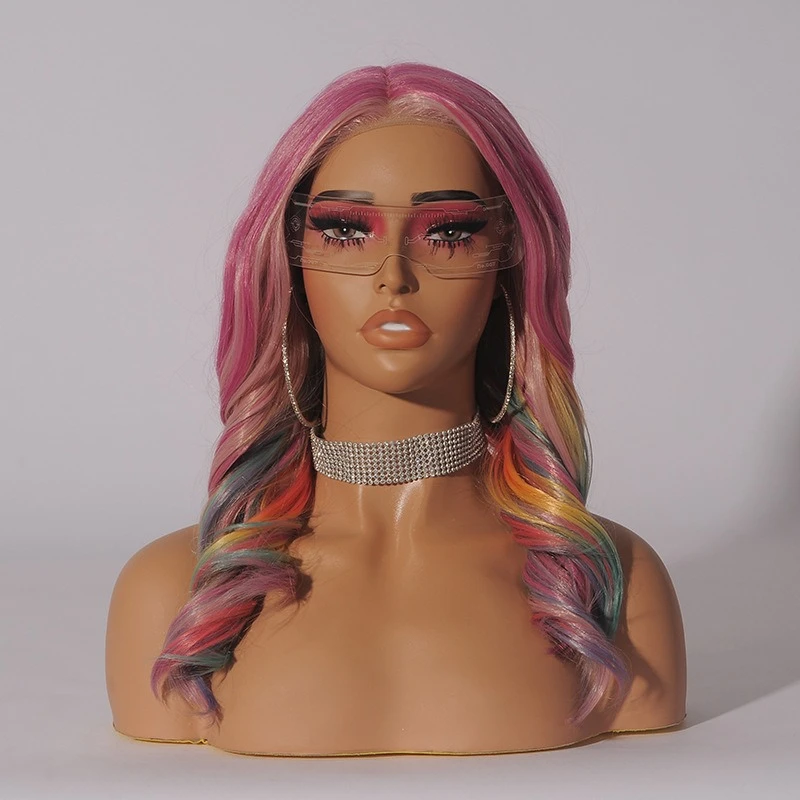 European and American skin tone double shoulder women's head mold wig model head earrings display model head bracket