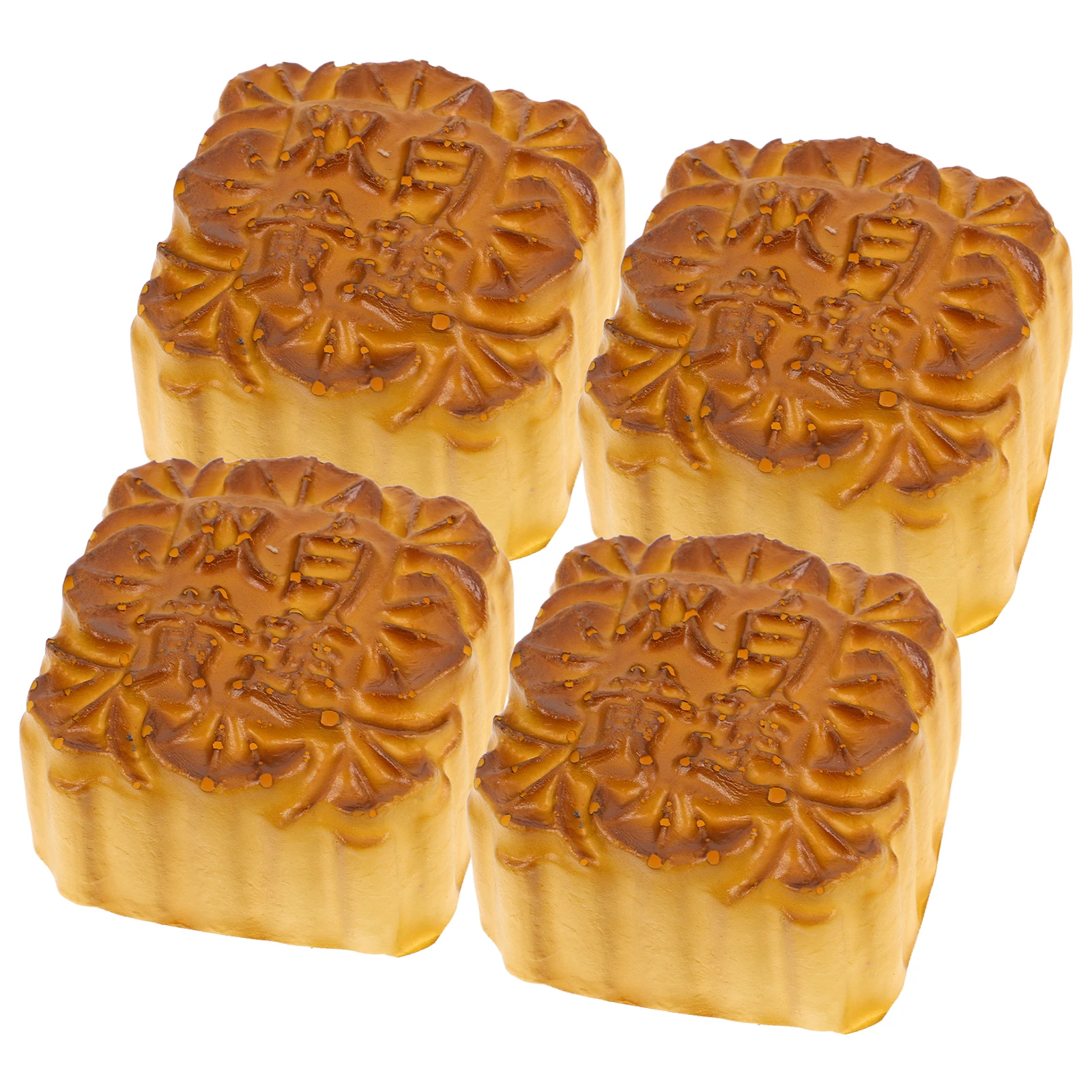 

4pcs Realistic Simulation Mooncakes Artificial Chinese Traditional Food Sturdy Craftsmanship Elastic Texture For Home Decor