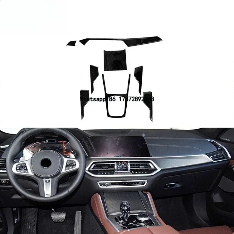 

8pcs Dry Carbon Fiber Interior Kits Interior Trims Dashboard Cover for X6 G06 2019up