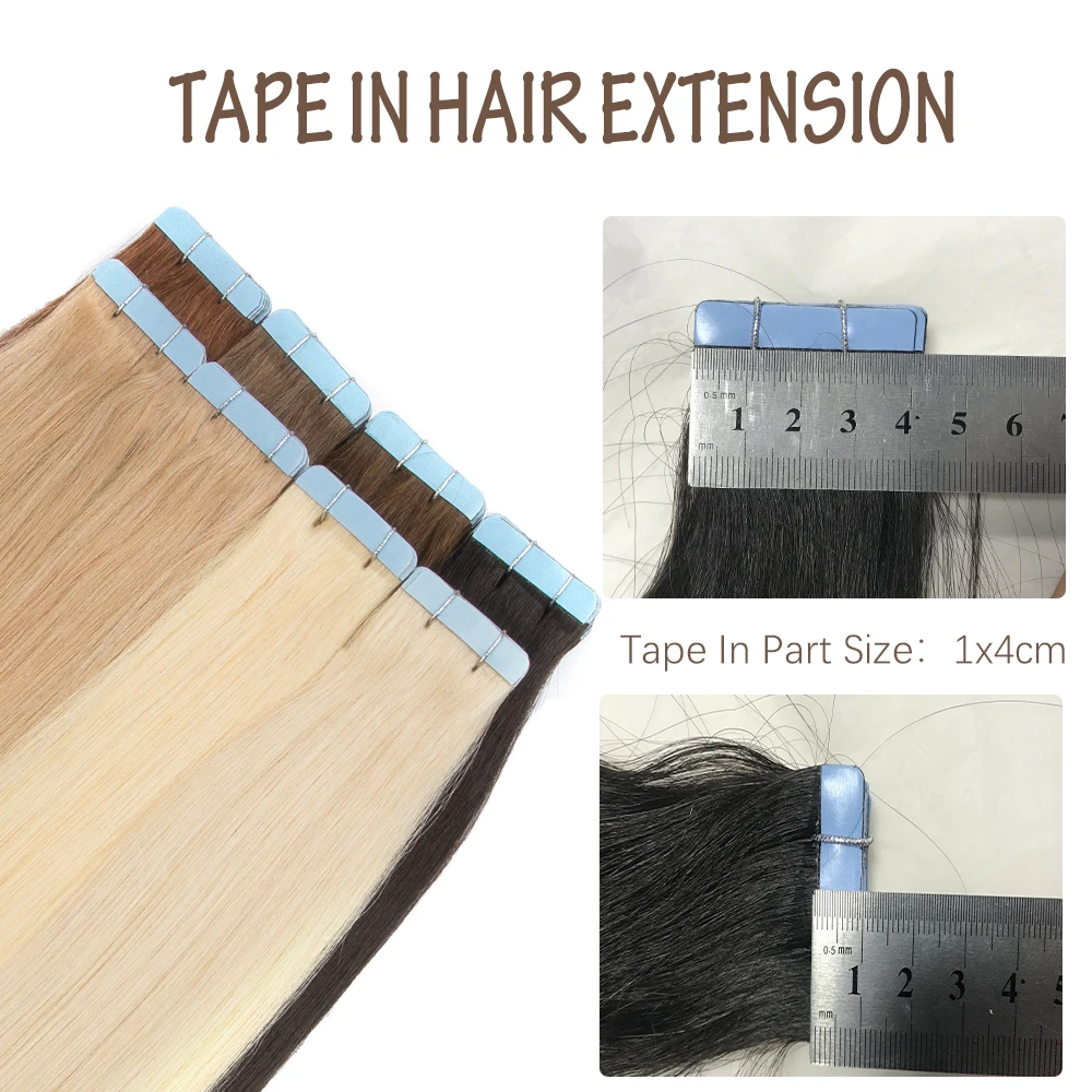 Ali Queen Hair Tape In Human Hair Extensions Double Sided Adhesive Skin Weft Brazilian Remy Human Hair Fusion Hair 2.5g/pcs