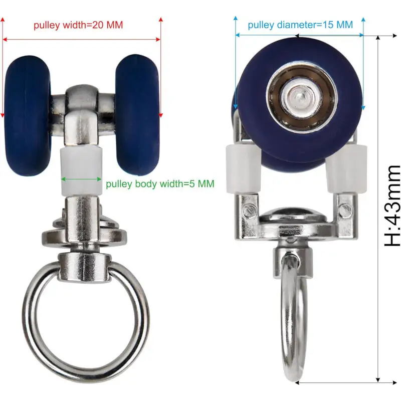 20 PCS of curtain rails pulleys plastic rollers curtain accessories pulleys hooks pulleys window hardware stainless steel