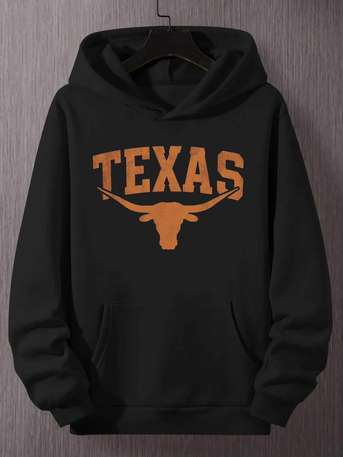 سترة بقلنسوة كبيرة الحجم بشعار Texas Longhorn للرجال - ملابس رياضية كاجوال للاستخدام اليومي قابلة للغسل في الغسالة #1