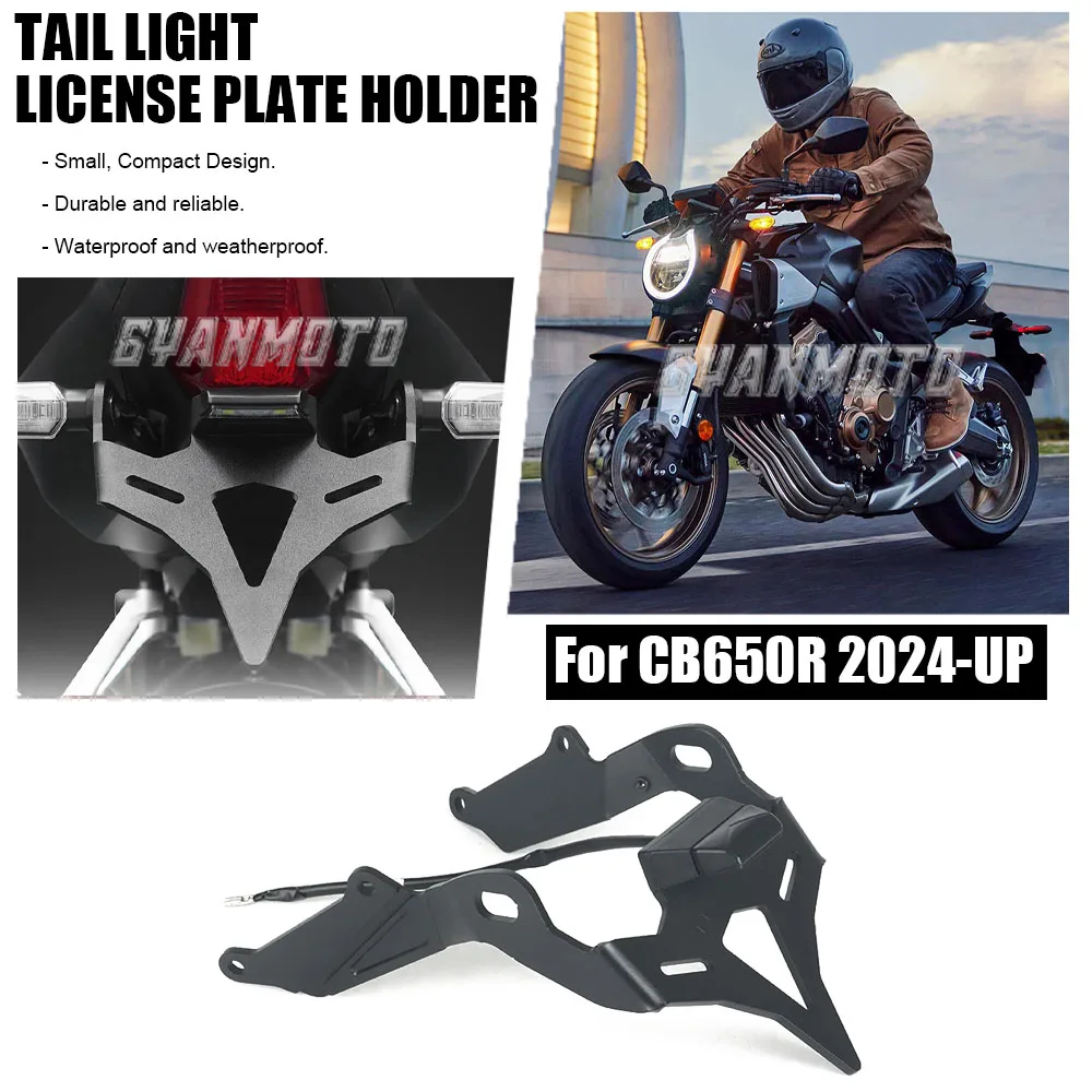 

Motorcycle Rear Short Tail Stock Tidy License Plate Holder Tailstock Bracket LED Light For Honda CB 650 R CB 650R CB650R 2024-UP