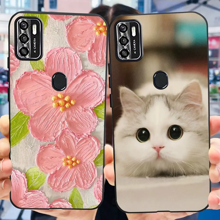 Funda de silicona suave para ZTE Blade A7s 2020, carcasa bonita pintada con Gato y flores, para ZTE A7020 Blade A7s (2020)