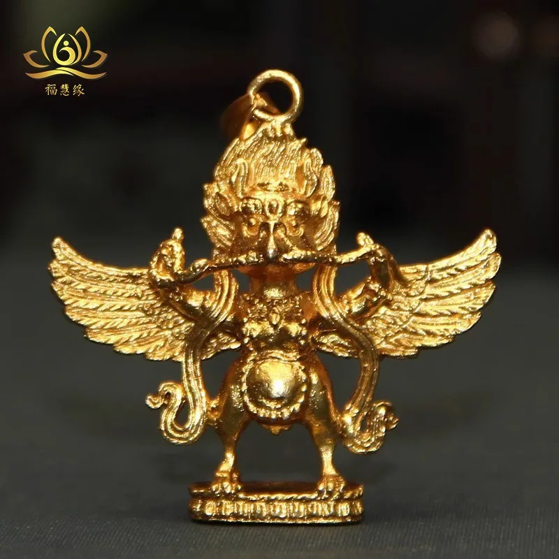 Pure copper gilded big-peng golden-winged bird , Tibetan craft accessory, wearable pendant