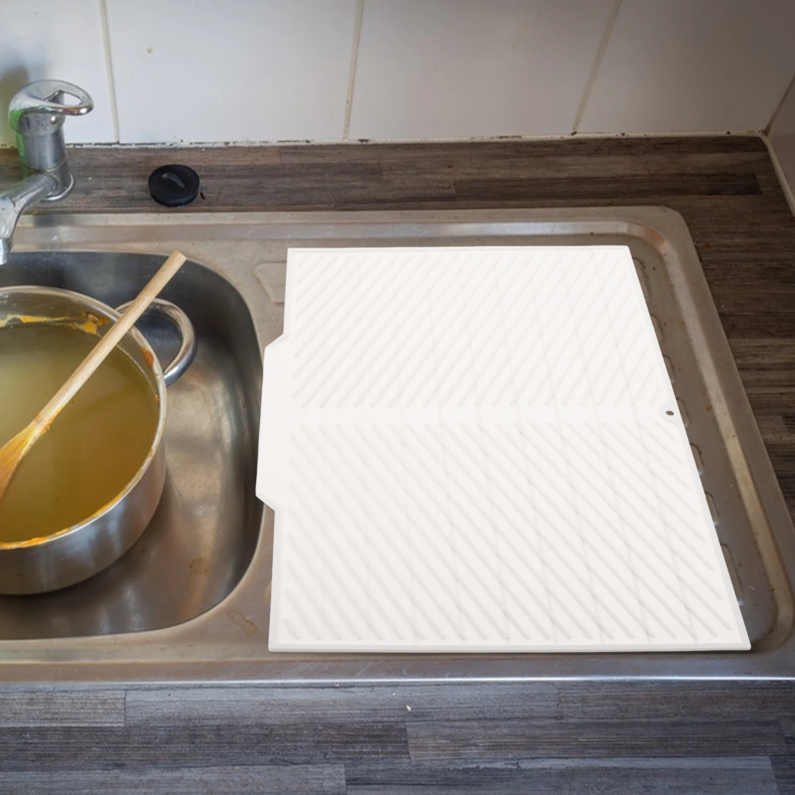 

Foldable Large Silicone Dish Drying Mat Non-Slip Kitchen Drain Pad Heat Resistant Counter Mat for Dishes Pans Vegetables