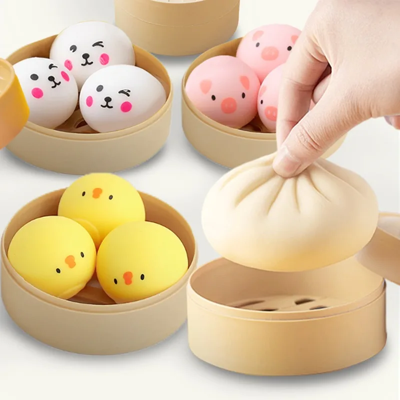 Juguetes Blandos de Dumpling, Pelota Antiestrés de Dumpling de Dibujos Animados, Juguetes Sensoriales Fidget para Apretar, Juguetes Blandos Tabas Abreact, Regalo Sorpresa Squishy