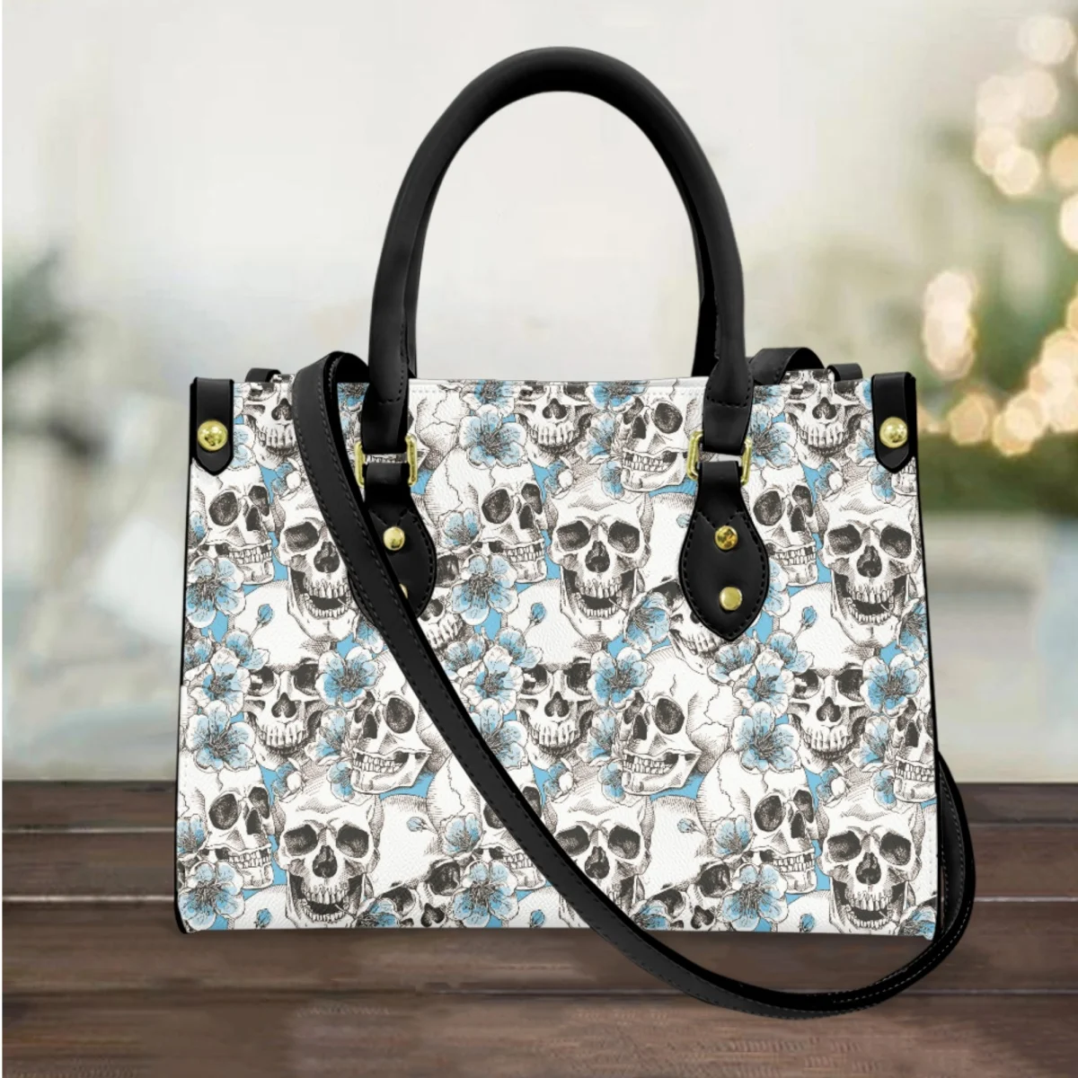 

FORUDESIGNS Scary Skull Floral Printed Womens Bags Luxury Designer Shoulder Bag Leather Fashion Lady Crossbody Handbags