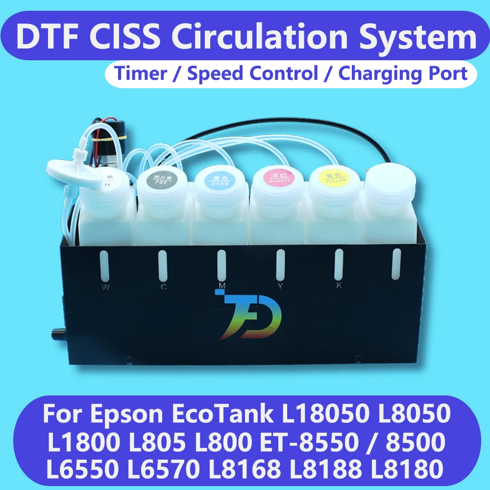 

DTF White Ink Tank Shake Circulate System CISS For Epson L1800 L800 L805 L18050 L8050 XP600 ET-8550 8500 Circulation Kit