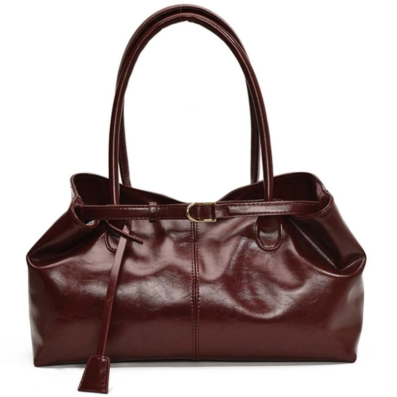 X7XC Women Bag PU Leather Underarm Bag Trendy Handbag Retro Armpit Bag Shopping Dating Bag Large Capacity Shoulder Bag