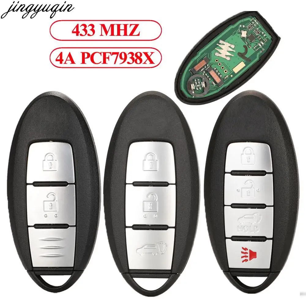 

Jingyuqin 5X Remote Car Key Alarm FSK 433MHZ 4A PCF7938X For Nissan X-Trail Qashqai Rogue 2014 2015 2016 2017 2/3/4B Keyless Fob