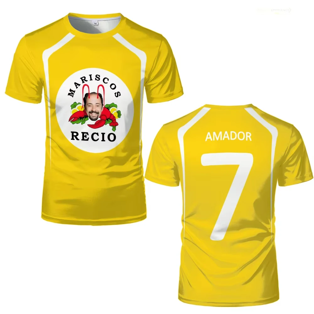 الرجال الرياضة تنفس التجفيف السريع ماريسكوس ريسيو جيرسي طفل تي شيرت هدية الصيف الفكاهة المأكولات البحرية الروبيان طباعة قميص كرة القدم #5