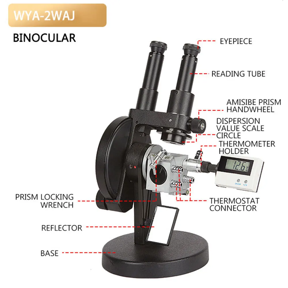 Abbe Refractometer 2WAJ Monochromatic Refractometer Digital Brix Refractometer Laboratory Optical Equipment