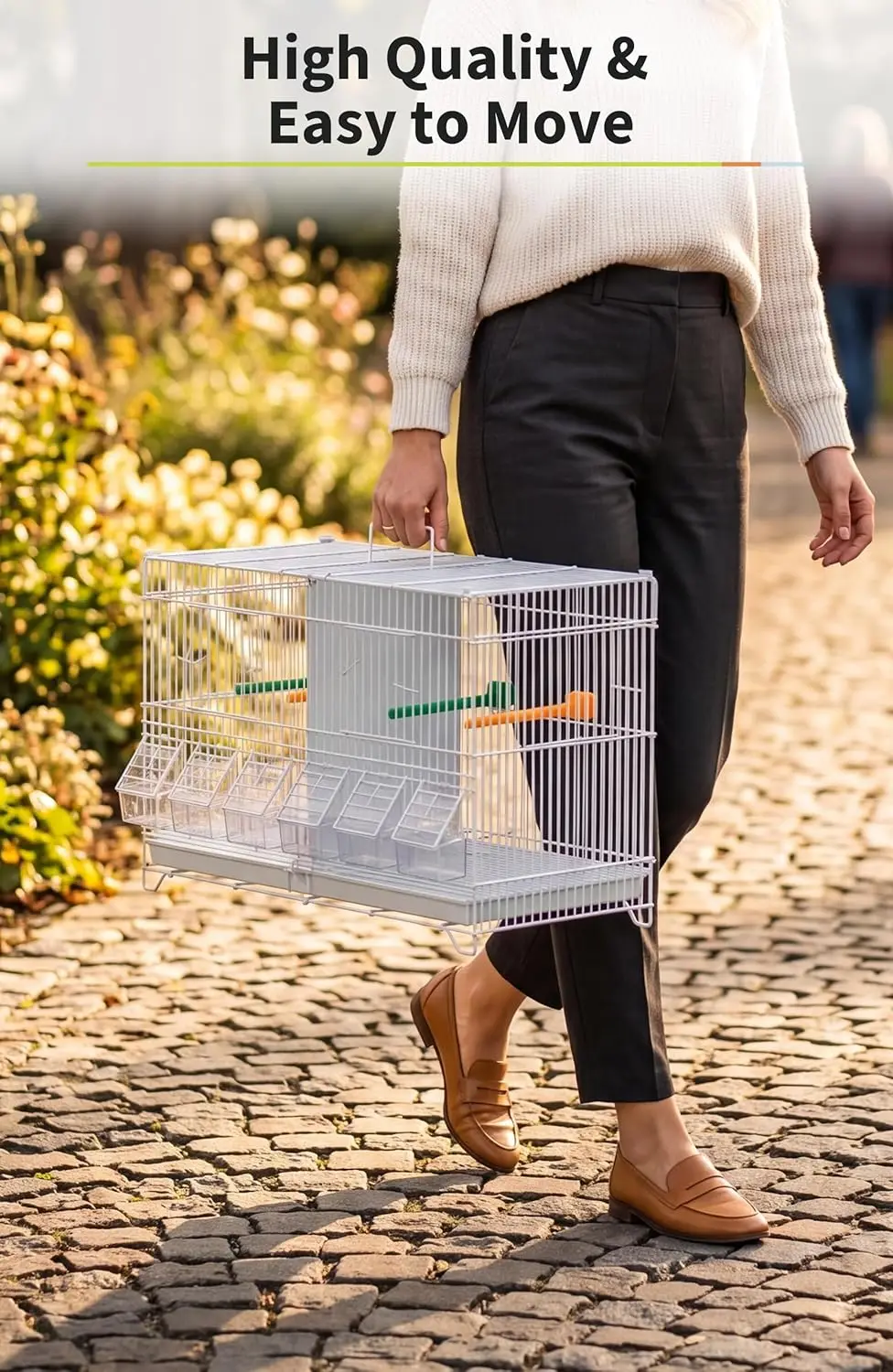 

Flight Bird Cage, 23'' Stackable Breeding Bird Cage, Divided Breeder Cage w/Individual Removeble Tray, Pet Travel Birdcage with Handle,for Conure,Macaw,Budgie,Cockatiel,Lovebirds,Parakeet