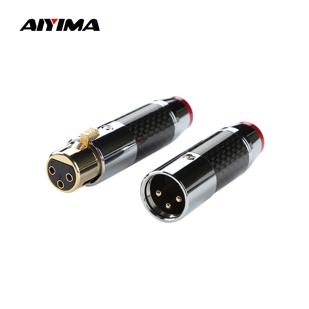 HIFI XLR Head Carbon Fiber XLR Balance Plug Gold-plated Male to Female For Microphone Condenser Balance Mixer Power Amplifier