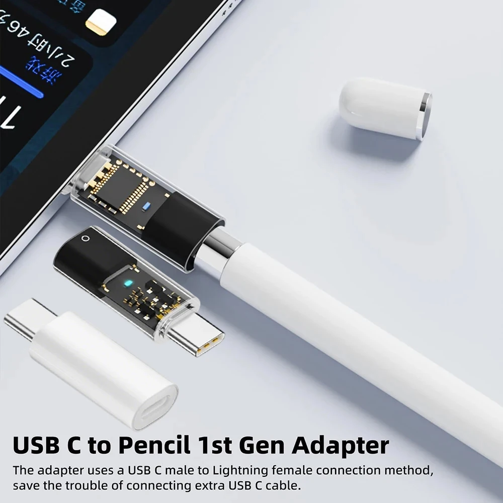 

Разъем для зарядного устройства стилуса для планшета USB C к адаптеру для сопряжения iPhone, совместимый с карандашом 1-го и I/Pad 10-го поколения