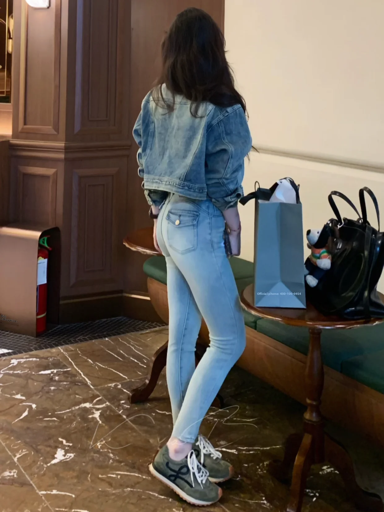 

Slim Fit Fce Lined Light Blue High Waist Pencil Pants Elastic Honey Butt Tight Jeans Women's Korean Sle Cotton Stretch D...