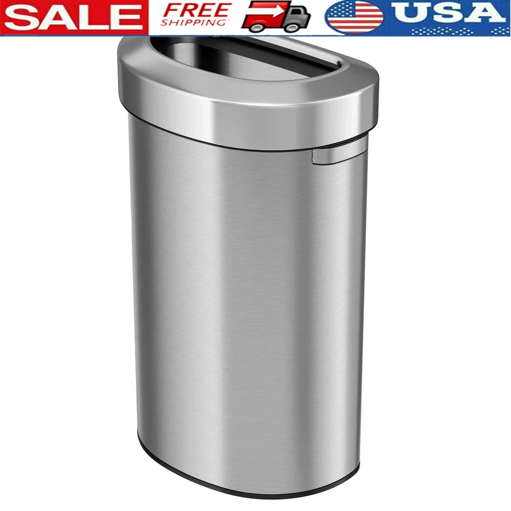 

23 Gallon Stainless Steel Open Top Trash Can Space Saving Design Fingerprint Proof Slim Waste Bin Home Office Kitchen