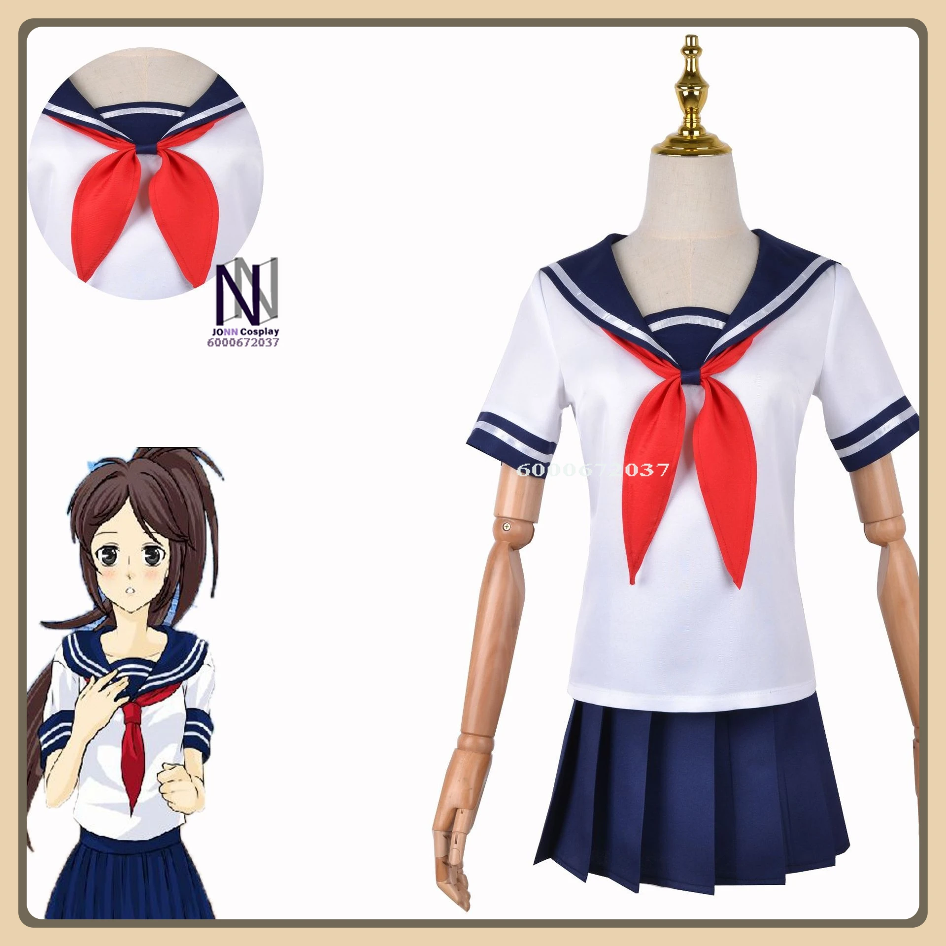 

Anime Yandere Simulator Ayano Aishi Cosplay Costume Female Adult JK School Uniform with Puff Sleeves High Quality for Comic Con