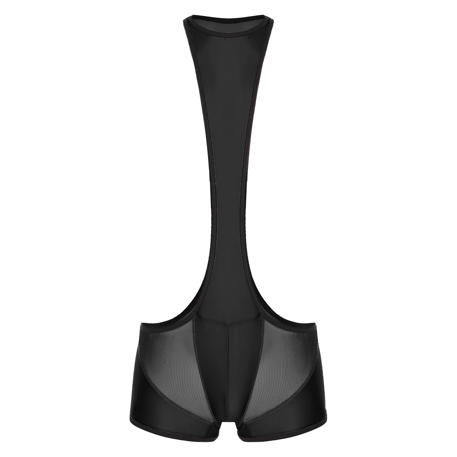 

Mens Wrestling Singlet Bodysuit Mesh And Glossy Patchwork Contrast Color Sling Leotard One-piece Bathing Suit Workout Swim Wear